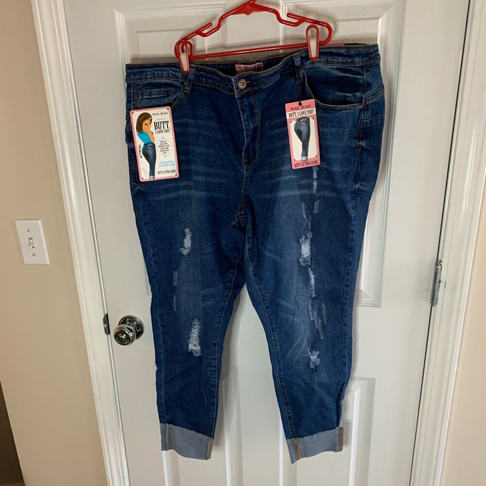 Wax Jean sz 22 butt, I Love you jeans distressed push up jeans NWT